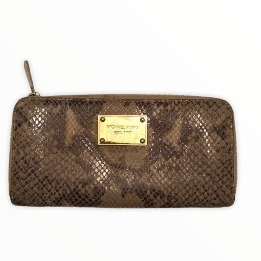 Michael kors gray snakeskin python embossed wallet